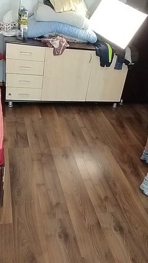 Amateur Woman Has Fun Trying on Clothes and Cutting Them.