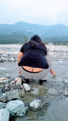 Outdoor naked dare and hard fucked in hotel, cummed in her hair.