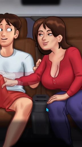 Summertime Saga Part 50 By DarkCookie, Horny busty milf strokes and rubs big cock, 3D Game   Clip 2