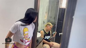 Shy stepsister seduces me —  masturbates then begs for hard fucking until she cum