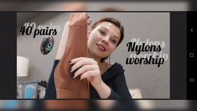 Nylons worship, 40 pairs, webcam recording