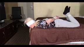 Housewife Sock Gagged Hogtied and Blindfolded