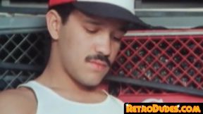 RetroDudes.com - Handsome homo strokes BBC while deviants enjoy bareback fun