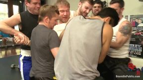 Loudmouth Muscle-head Gets Taken Down and Gang Fucked at a Boxing Gym