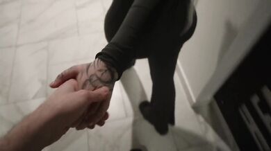 Huge Tits Blonde Deepthroats Big Cock Elevator Public Cumshot