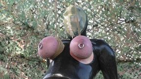 Titslave Eva is back - Big Tits in Heavy Rubber - Water & Orgasm - Full Clip wmv HD