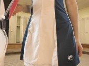 Tennis champion bribes the arbiter and gets fucked in the locker room - Sheila Moore