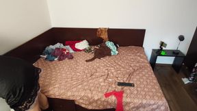 Amateur Wife Enjoys Amateur Wife Enjoys Trying on Clothes and Cutting Them