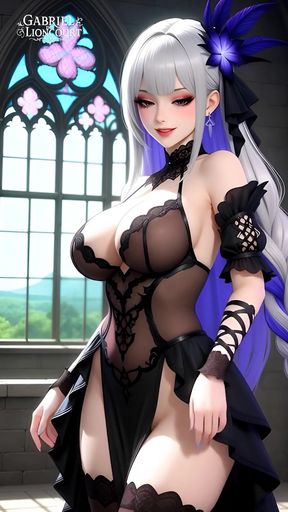 Hentai gothic girls with dyed hair showing off their big tits