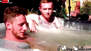 Big dicked Corey Gunz and Dom Ty jack off their dicks while in jacuzzi