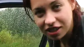 Tight Redhead Hitchhiker Gets Picked Up and Fucked Hard on the Side of the Road