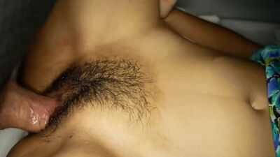 Petite hairy pussy teen got fucked hard after she swallowed big hard cock