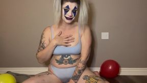 Ditzy Clown Girl Gets Hiccups From Balloons and Strips