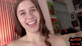 POV amateur BJ teen closeup rides POV cock of her BF