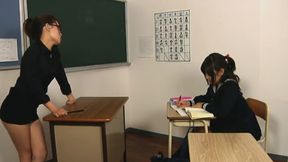 Strict Lesbian Teacher Kisses And Licks Star student 18+
