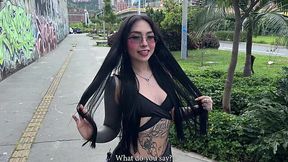 Spicy photo shoot with hot inked Latina turned into steamy fuck on a bed