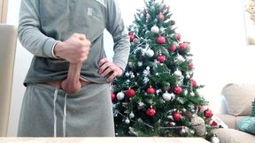 Merry Christmas Handsome Boy in Pajamas Jerks off in Front of the Tree! Santa Claus I Want a Bi