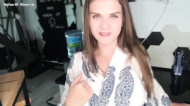 Her sticky cumshot caught by her nerdy stepson who licked it clean