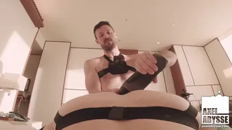 Dylain Stretches Inked Twink Axel Abysses Asshole with Giant Dildo