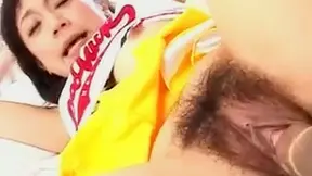 Hairy Japanese Lady Rides Big Cock Hard & Wildly