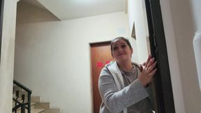 My neighbor rings the doorbell and asks me for help... I help her by fucking her.