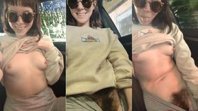 Flashing My Hairy Pussy In A CarWash