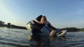 Alla hotly fucks a black inflatable whale on the river and gets an orgasm and falls into the water!!!