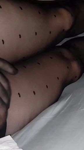 Dani Leg with Dotted Black Nylon and Gloves