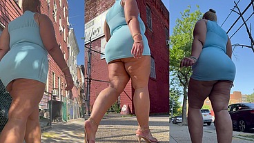 Puerto Rican Boricua Woman - Mini Skirt - High Heels Stilettos- Walking Slow Motion-Thick Legs-Ass Worship-Fat Ass