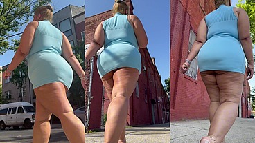 Puerto Rican Boricua Woman - Mini Skirt - High Heels Stilettos- Walking Slow Motion-Thick Legs-Ass Worship-Fat Ass