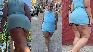Puerto Rican Boricua Woman - Mini Skirt - High Heels Stilettos- Walking Slow Motion-Thick Legs-Ass Worship-Fat Ass
