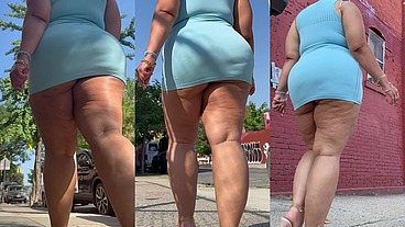 Puerto Rican Boricua Woman - Mini Skirt - High Heels Stilettos- Walking Slow Motion-Thick Legs-Ass Worship-Fat Ass