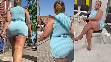 Puerto Rican Boricua Woman - Mini Skirt - High Heels Stilettos- Walking Slow Motion-Thick Legs-Ass Worship-Fat Ass