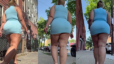 Puerto Rican Boricua Woman - Mini Skirt - High Heels Stilettos- Walking Slow Motion-Thick Legs-Ass Worship-Fat Ass