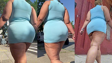 Puerto Rican Boricua Woman - Mini Skirt - High Heels Stilettos- Walking Slow Motion-Thick Legs-Ass Worship-Fat Ass