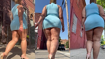 Puerto Rican Boricua Woman - Mini Skirt - High Heels Stilettos- Walking Slow Motion-Thick Legs-Ass Worship-Fat Ass