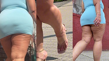 Puerto Rican Boricua Woman - Mini Skirt - High Heels Stilettos- Walking Slow Motion-Thick Legs-Ass Worship-Fat Ass