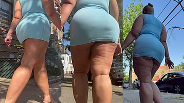 Puerto Rican Boricua Woman - Mini Skirt - High Heels Stilettos- Walking Slow Motion-Thick Legs-Ass Worship-Fat Ass