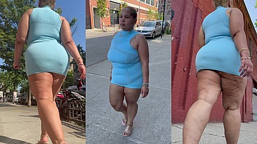 Puerto Rican Boricua Woman - Mini Skirt - High Heels Stilettos- Walking Slow Motion-Thick Legs-Ass Worship-Fat Ass