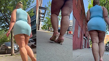 Puerto Rican Boricua Woman - Mini Skirt - High Heels Stilettos- Walking Slow Motion-Thick Legs-Ass Worship-Fat Ass
