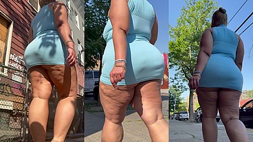 Puerto Rican Boricua Woman - Mini Skirt - High Heels Stilettos- Walking Slow Motion-Thick Legs-Ass Worship-Fat Ass