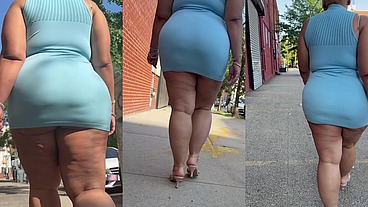 Puerto Rican Boricua Woman - Mini Skirt - High Heels Stilettos- Walking Slow Motion-Thick Legs-Ass Worship-Fat Ass
