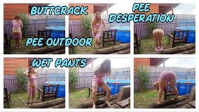 BUTTCRACK- PEE DESPERATION - WET PANTS - OUTDOOR