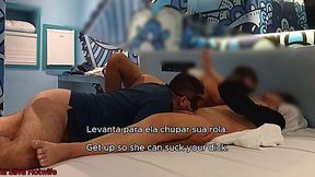 Slutty Hotwife Blows the Pizza Guy While Her Cuck Hubby Munches Her Cunt