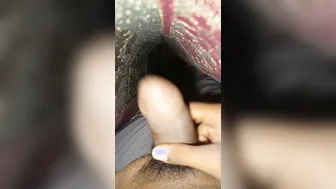 Desi hunk strokes his big black cock in solo handjob
