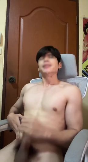 Thai College guy jerk off and cum for gf   Clip 1