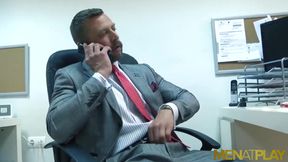 MENATPLAY - Bottom hunk in suit Logan Moore anal fucked hard