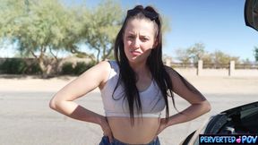 Horny Peter and Aubree's natural tits porn