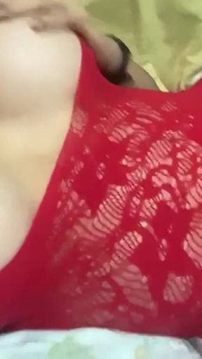Latina in Red Lingerie Teases Her Pussy and Fingers Herself - Colomperx