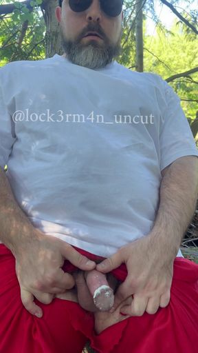 Airing out my smegma cock outdoors